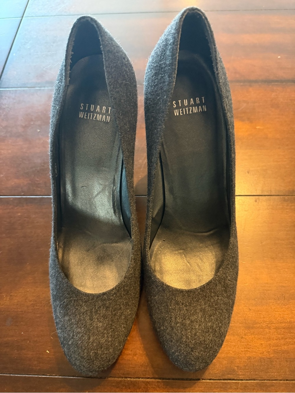 Stuart Weitzman Gray Wool Pointed-Toe Pumps